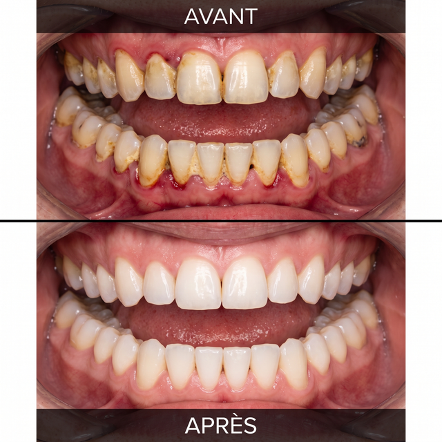 Comparaison avant apres tartre dentaire